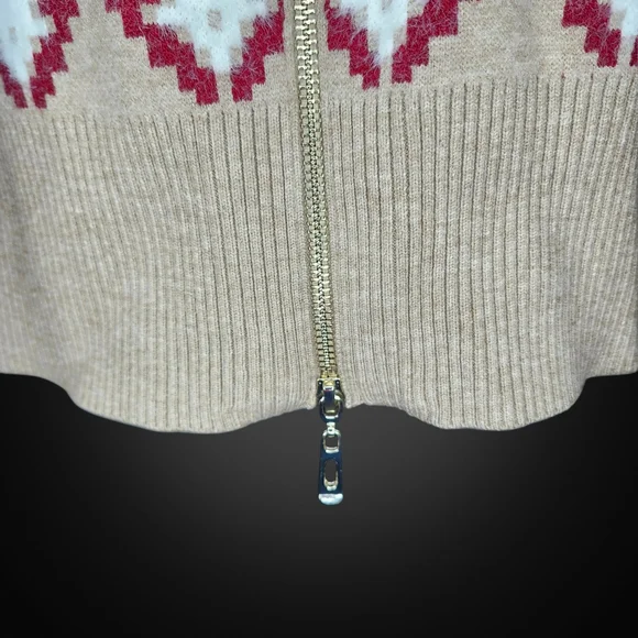 CYNTHIA ROWLEY Patterned Zip Up Sweater - Small - Picture 3 of 8